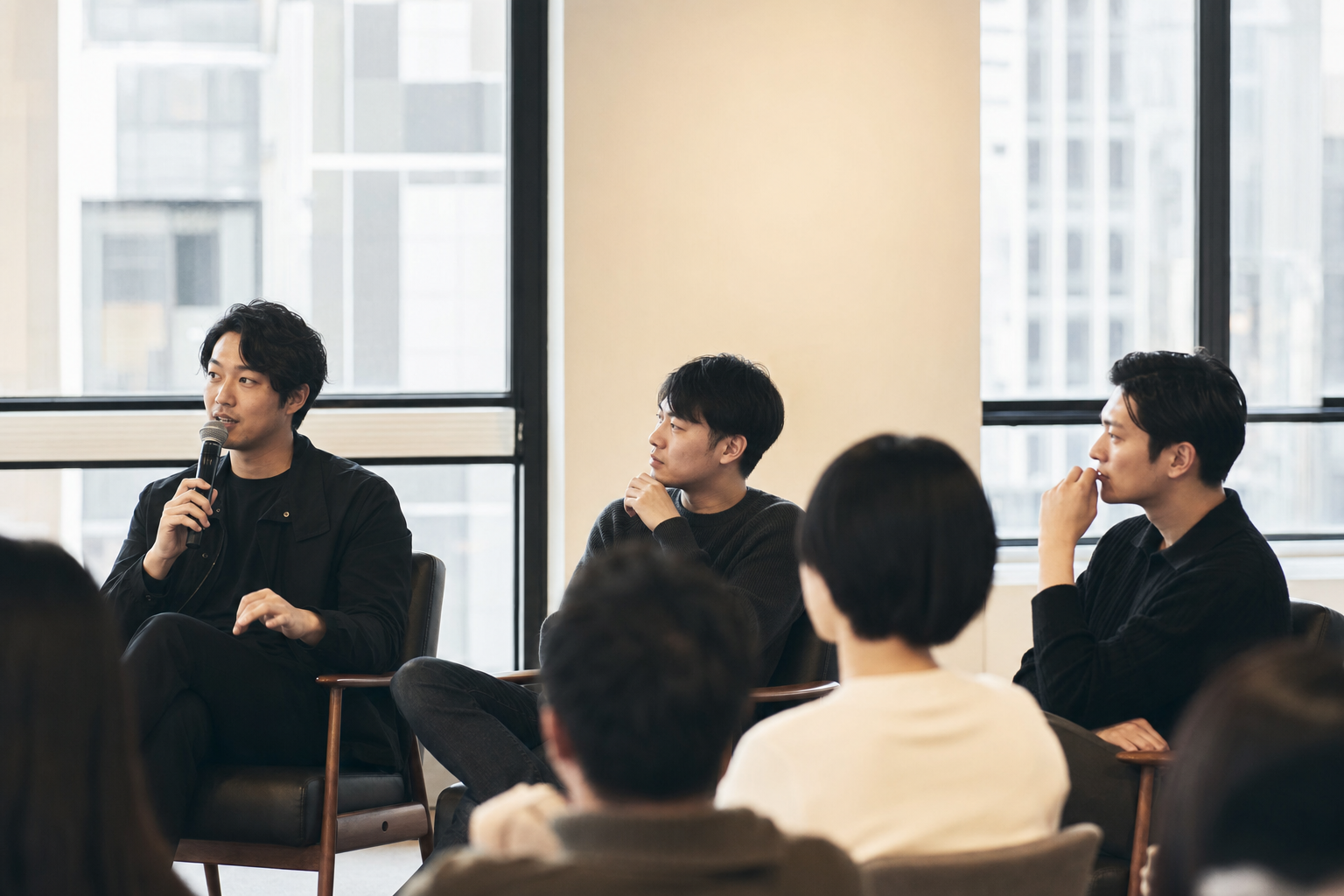 ChatGPT generated Titan-inspired color photo of an Asian technology team panel