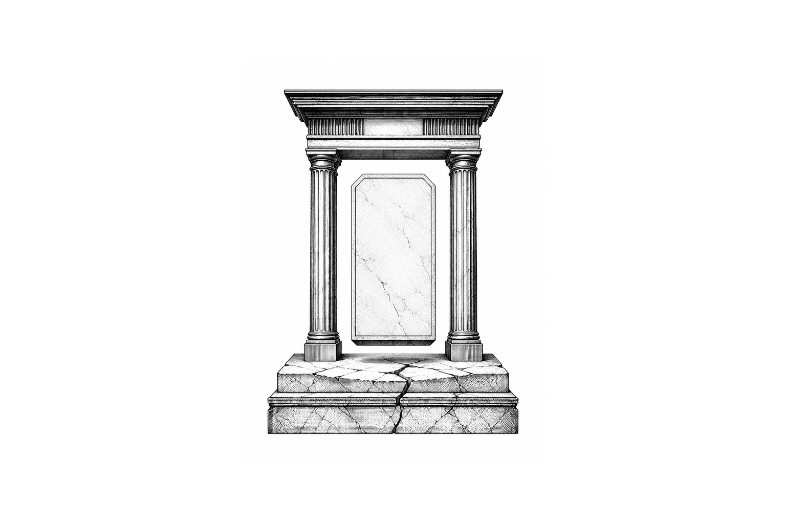 ChatGPT generated placeholder Titan-inspired heavy neo-engraved first-contact intake threshold image