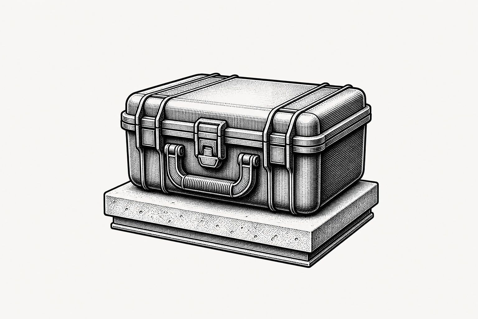ChatGPT generated placeholder Titan-inspired heavy neo-engraved sealed delivery case image for the private model delivery chain