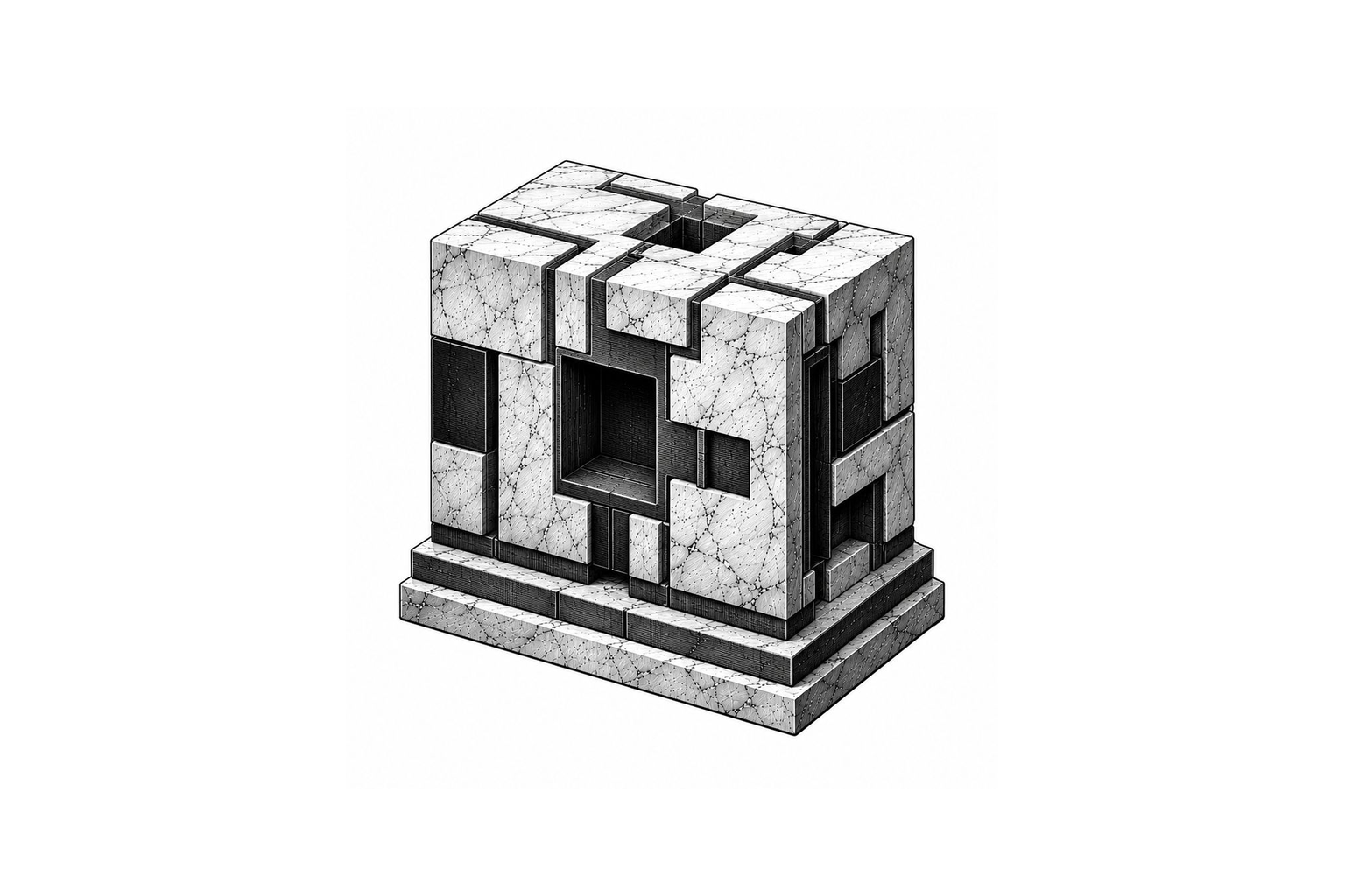 ChatGPT generated placeholder Titan-inspired heavy neo-engraved security evidence cube image