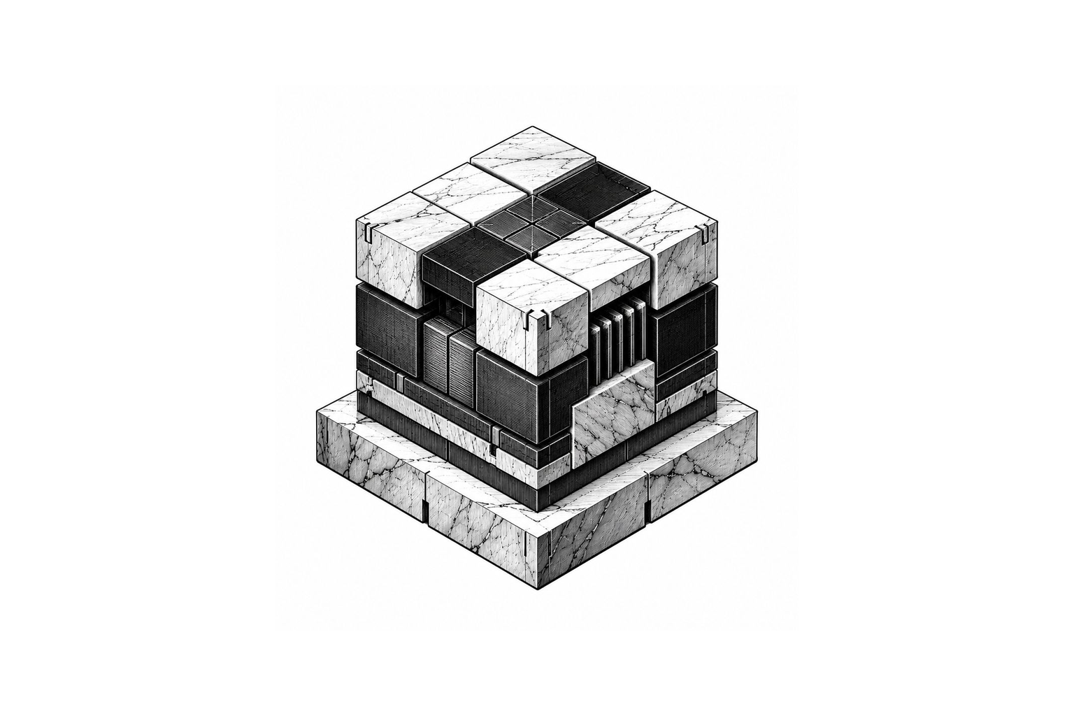 ChatGPT generated placeholder Titan-inspired heavy neo-engraved modular dataset package block image