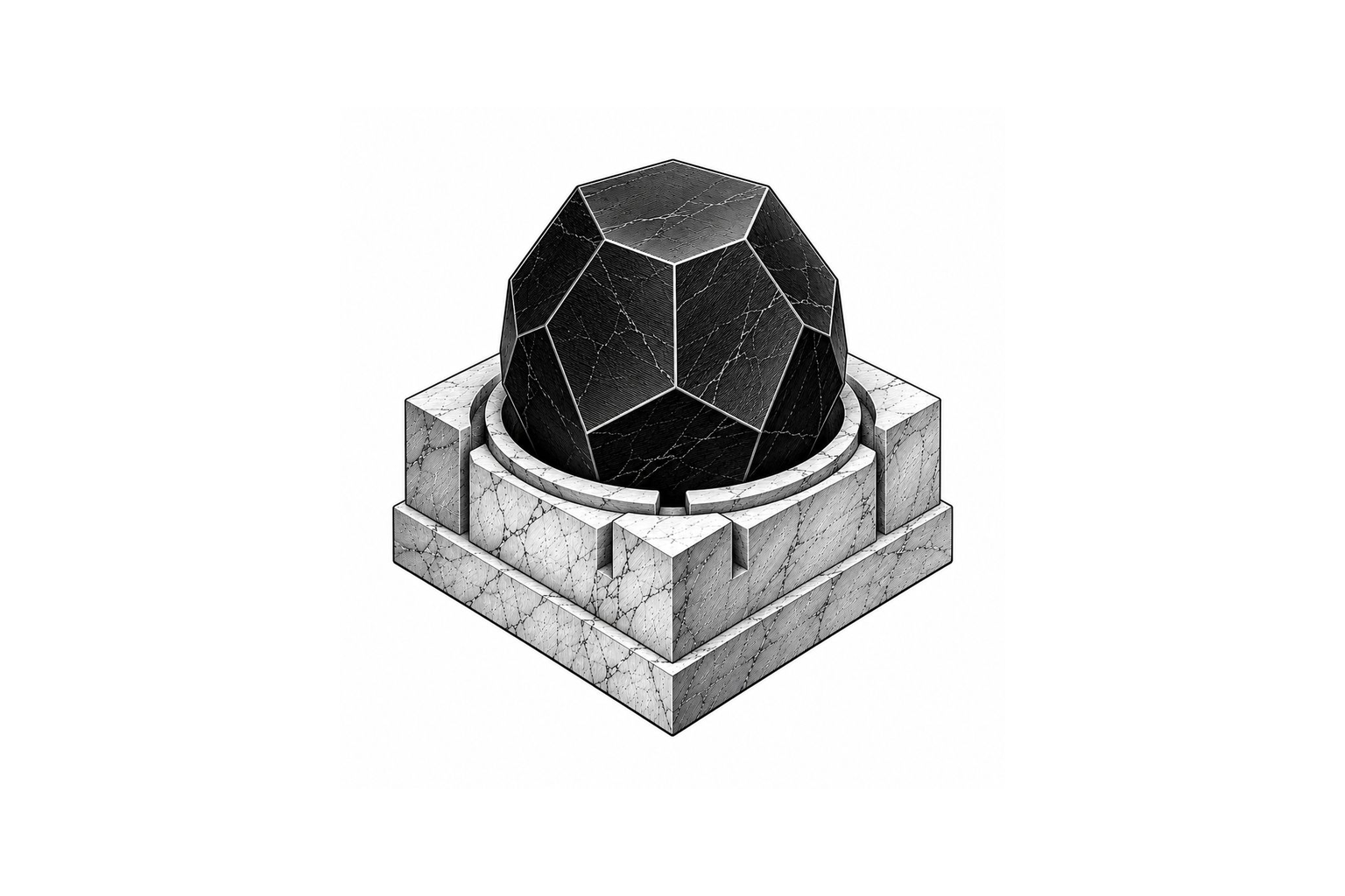 ChatGPT generated placeholder Titan-inspired heavy neo-engraved fused model core in a marble cradle image